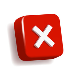 3D cancel icon. Vector clipart isolated on white background.