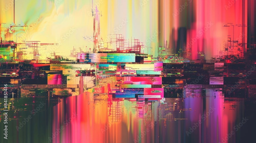 Poster Fractal Multicolor Texture in Abstract Glitch Art Background for Imaginative Design Projects