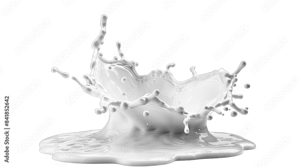 Poster high-speed photograph of milk splash creating dynamic and artistic patterns isolated on transparent 