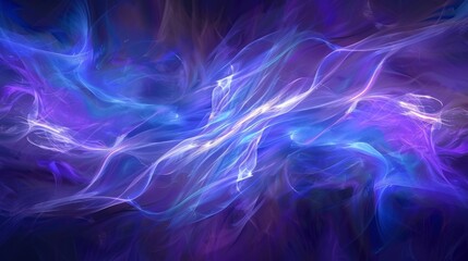 The animation features flowing dynamic abstract energy waves in vibrant blue and purple shades, creating a captivating visual. Ideal for creative projects, backgrounds, and digital art