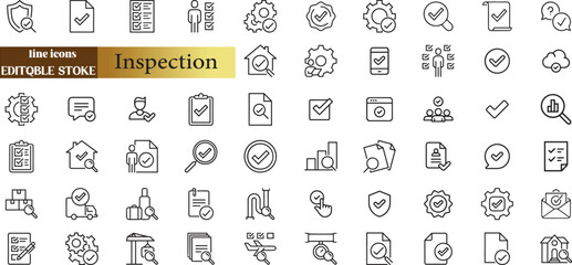 Inspection web icons in line style. 