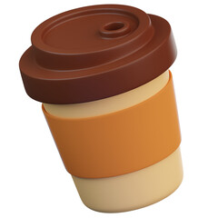 3d illustration of brown coffee cup.