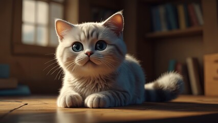 Cat Character, Cute 3D Cat Character Clipart, 3D Animation Cartoon Style, 3D Render Illustration