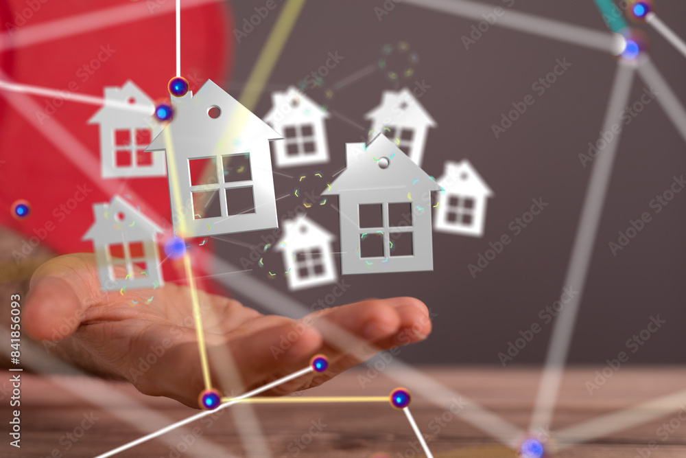 Aufkleber house. data Big data visualization background.Abstract technology