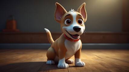 Dog Character, Cute 3D Dog Character Clipart, 3D Animation Cartoon Style, 3D Render Illustration