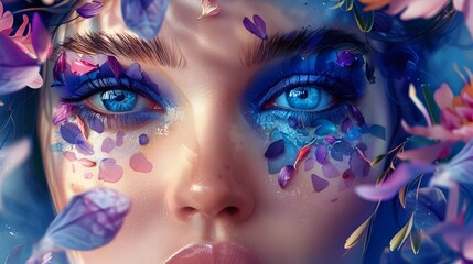Obraz premium Captivating Floral Fantasy Portrait of a Mystical Feminine Visage
