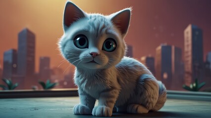 Cat Character, Cute 3D Cat Character Clipart, 3D Animation Cartoon Style, 3D Render Illustration