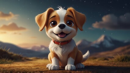 Dog Character, Cute 3D Dog Character Clipart, 3D Animation Cartoon Style, 3D Render Illustration