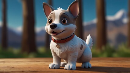 Dog Character, Cute 3D Dog Character Clipart, 3D Animation Cartoon Style, 3D Render Illustration