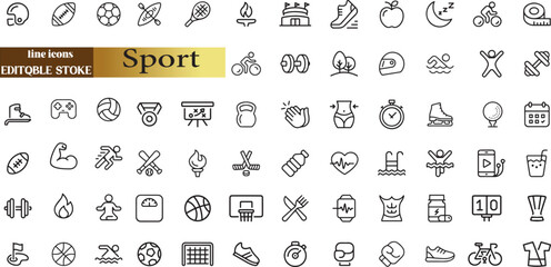 Sport web icons in line style. 