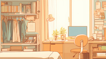 Teen room interior is calm and clean simple background