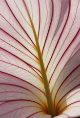 Sunlight filtering through a single petal, revealing intricate veins and textures
