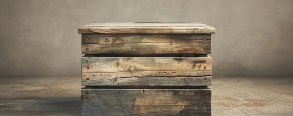 Rustic Wooden Storage Crate in Weathered Finish