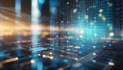 Abstract technology innovative background code glowing on the screen