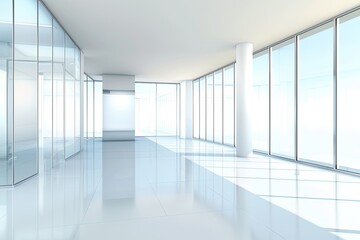 Fototapeta premium Beautiful minimalistic architectural background banner with expansive windows overlooking a serene landscape