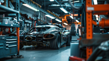 Fototapeta premium the car is in the garage
