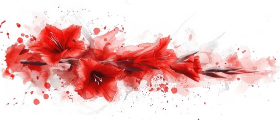 Bold gladiolus in red watercolor style with striking details