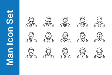 Man Icon Set with editable outline. 