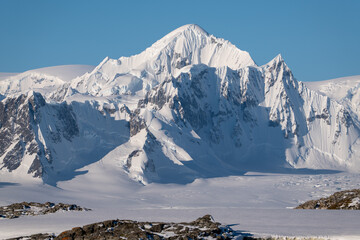 Antarctica mountains and sea. South Pole. Antarctica landscape