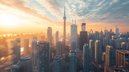 Naklejka premium the toronto skyline at sunset