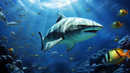 Naklejka premium shark in the ocean