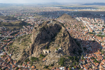 Aerial view of the Byzantine castle on a high cliff