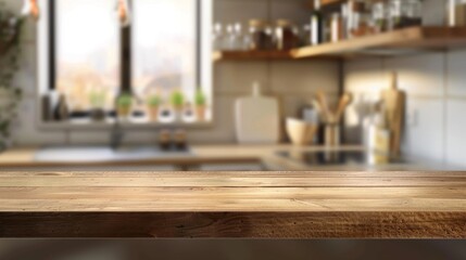 Cozy Kitchen Countertop with Blurred Background, Generative AI