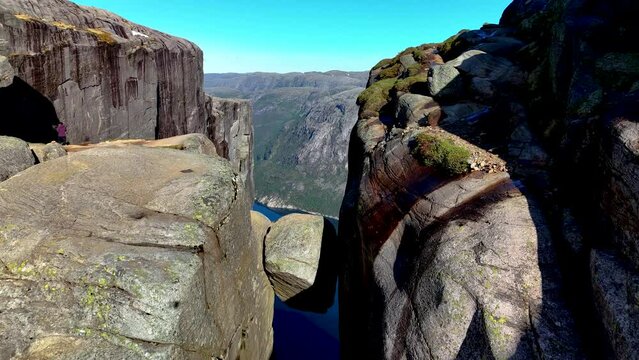 Kjeragbolten Fjord, Norway, huge cliff of Lysefjord Norway