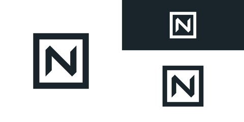 Square shape style letter N logo design. Premium Vector