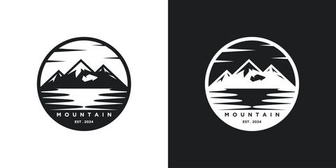 Mountain logo design illustration for adventure, camping and recreation areas. Premium Vector