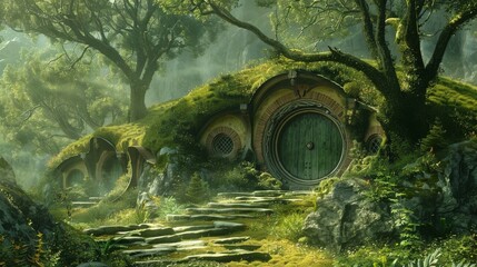 Naklejka premium A beautiful beach scene with a mountain in the background