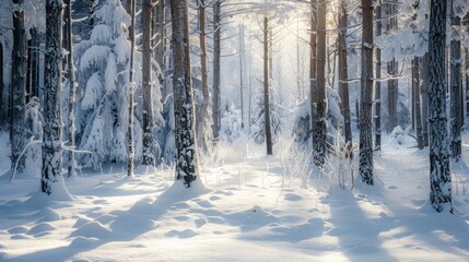Winter landscape with trees background