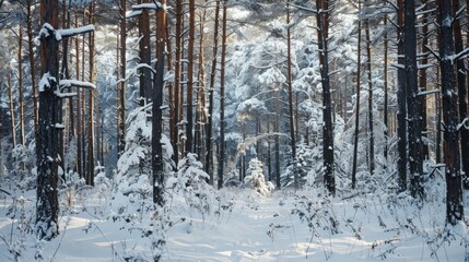 Winter landscape with trees background