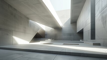 Obraz premium Modern minimalist architecture with bright sunlight and geometric shadows