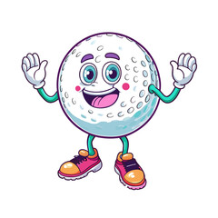 only happy golf ball with hand and leg with shoe