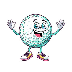 only happy golf ball with hand and leg with shoe