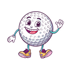 only happy golf ball with hand and leg with shoe
