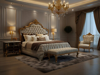 bedroom fit for royalty, warm, relaxing face.