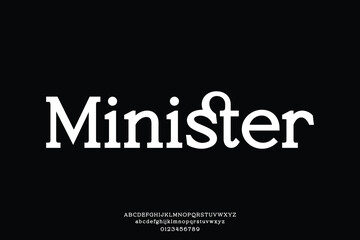 Elegant classic slab serif alphabet display font vector. Unique minister typeface