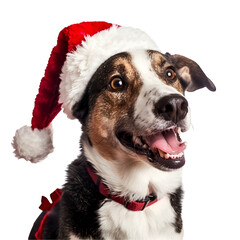 dog wearing santa hat