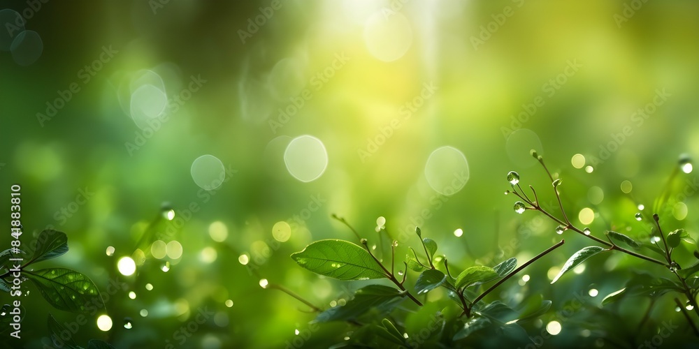 Poster blurry green light bokeh design in abstract artistic background setting. concept bokeh photography, 