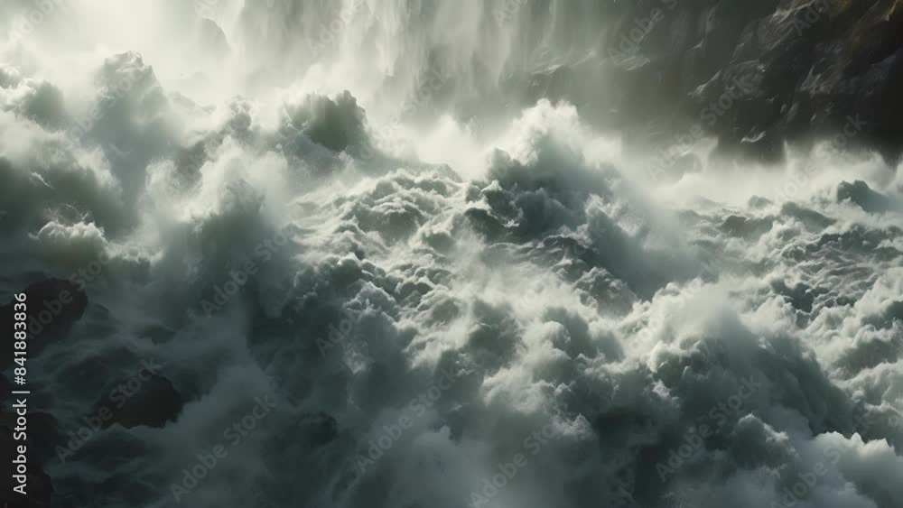 Poster clouds of mist rise up from the turbulent waters ped inside the dam a captivating display of its pow