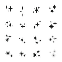 star Sparkle Icons set. Twinkle stars collection. Shine star icons. Effect shine, glitter, twinkling and clean. Vector illustration