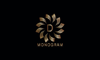 Luxury artistic monogram design template with initial letter D. Elegant, refined logo in vector illustration