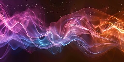 Fototapeta premium Colorful shiny wave background with purple pink and blue lights. Concept Colorful Lights, Wave Background, Shiny Effects, Purple Pink Blue Lights