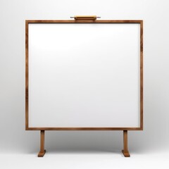 Blank whiteboard with metal clamp isolated on white background. Whiteboard with separated white background. Studio shot for educational and business mockup with copy space. Classroom concept. AIG35.