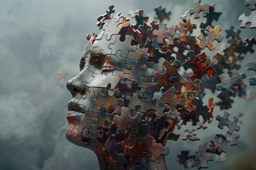 A creative representation of a woman's head composed of puzzle pieces, suggesting individuality and uniqueness
