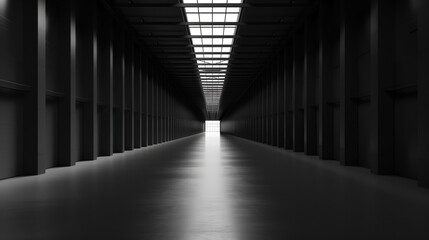 Big black empty clean warehouse. Background image. Created with Generative AI technology.