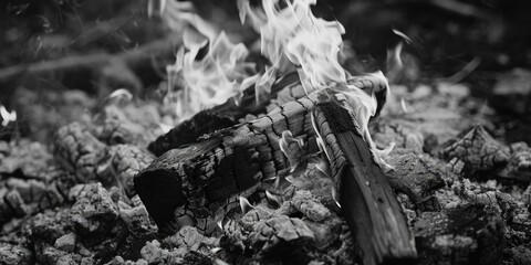 A black and white photograph of a fire, great for use in stories about nostalgia or simplicity