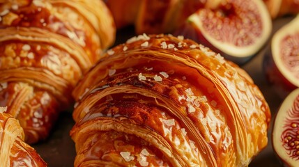 Closeup of croissant with fig 